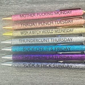 Glittery Days of the Week Pen Set